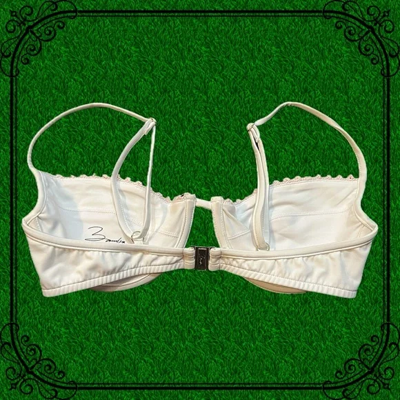 Pure white “Bella” bikini top with a light pink trim on the top by BAMBA - Picture 2 of 6